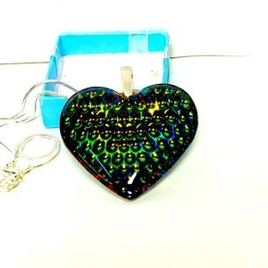Very unique and colorful heart sweater necklace